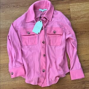 Zara Women's Vibrant Pink Button-Up Shirt